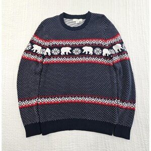 NEW Aspen Winter Theme Sweater Men's Medium Navy Red Polar Bear Holiday NWOT